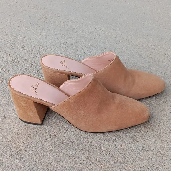 HOT Mules Clogs J Crew Block Heel Mule J CREW Suede Tan